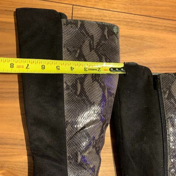 Boots, knee high, vegan suede and python, Sz 10, as new condition - Picture 9 of 16